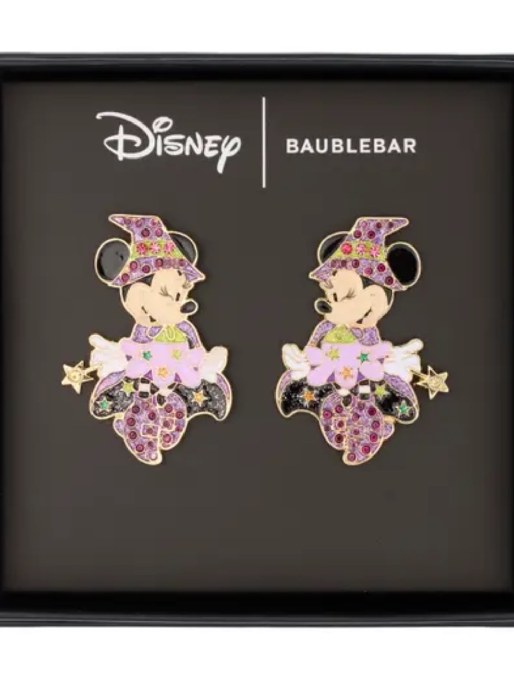 Brand New Disney X Baublebar Minnie Mouse Halloween Fairy Drop Earrings
